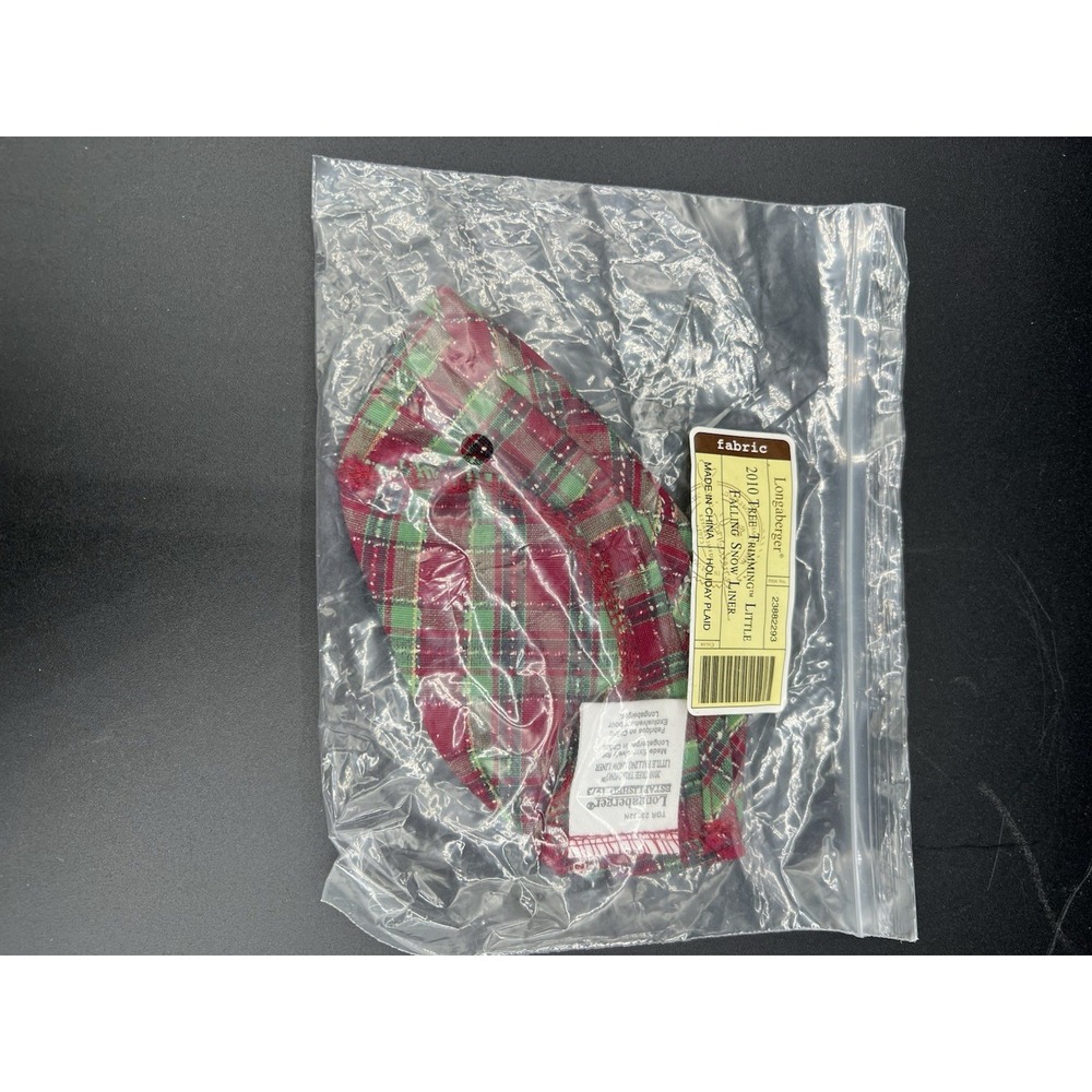 🎄 Longaberger 2010 Tree Trimming Little Falling‎ Snow Basket Liner 🎄 Plaid